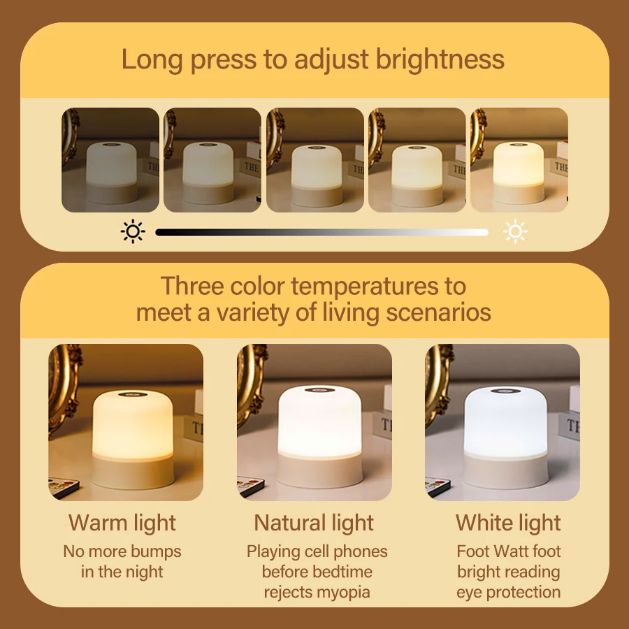 Touch LED Night Light USB Table Lamps Rechargeable Dimmable Bedside Light for Bedroom Decor Home Christmas Gift Child Night Lamp-6