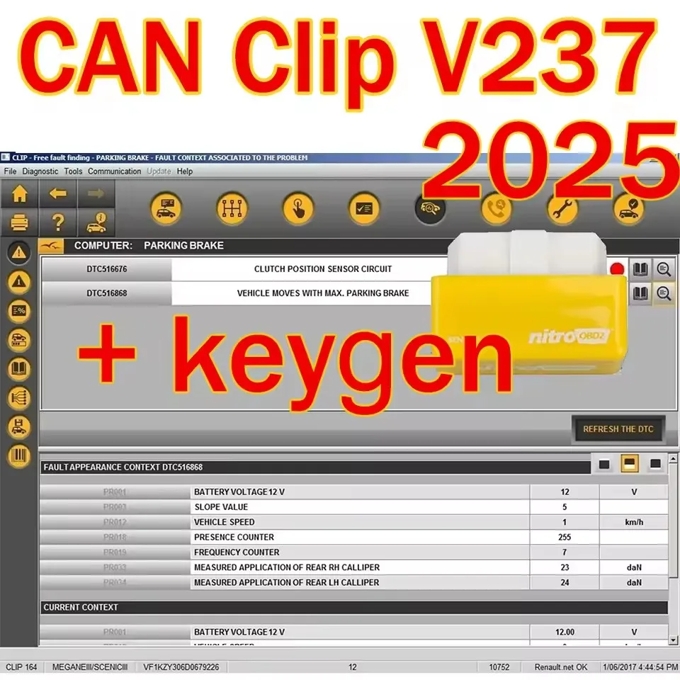 2025 Can Clip V237 Latest Software For Renault OBD2 Diagnostic software+ Gift Nitro Auto Repair Software HGWU