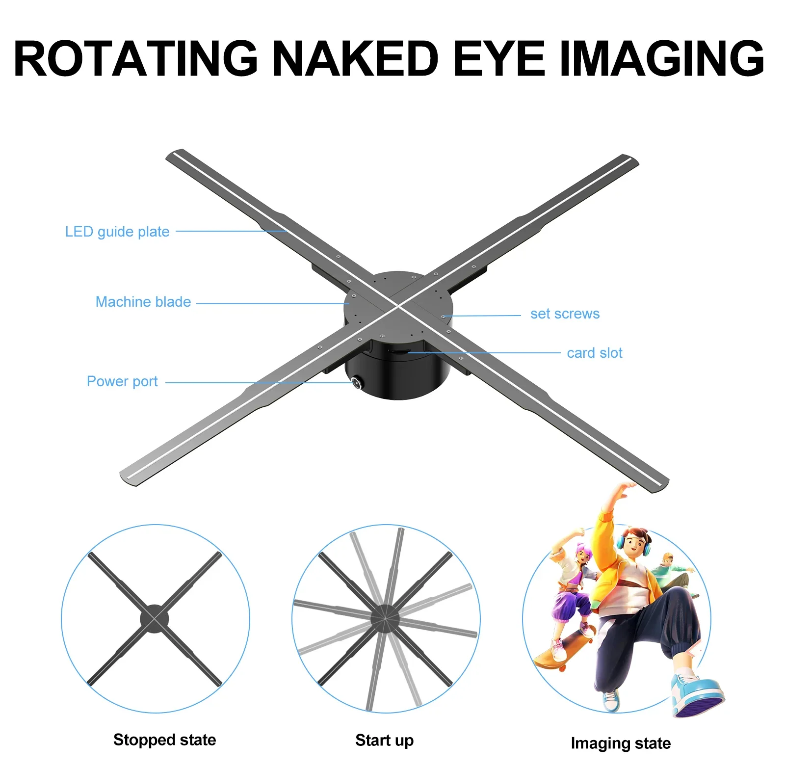 65cm 3D Hologram Fan LED Illuminated Sign Holiday Advertising Lights WIFI Remote Control Display Image Video Hologram Projecter-3