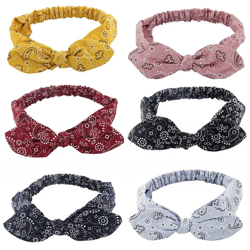New Boho Women Soft Solid Print Headbands Vintage Cross Knot Elastic Hairbands Turban Bandanas Girls Hair Bands Hair Accessories-4