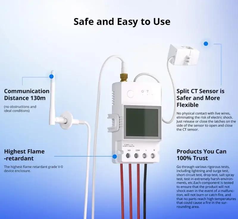 SONOFF POWCT WiFi POW Ring Smart Power Meter Switch 100A Energy Monitor Split Core Current Transformer Data Hold eWeLink Control-4