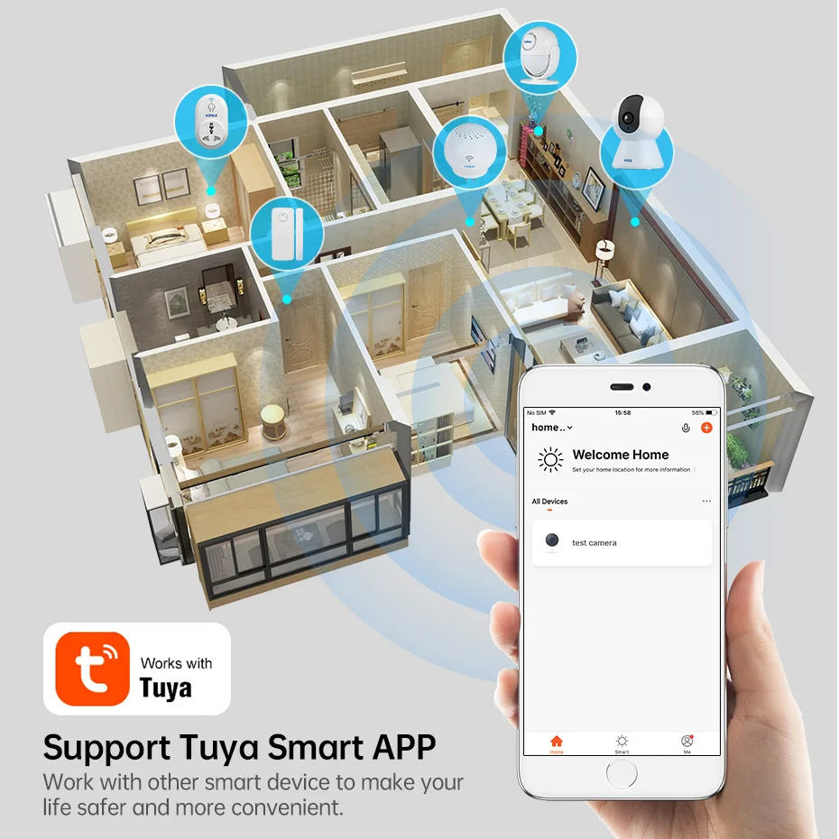 KERUI 4K 8MP Tuya Smart Mini WiFi IP Camera With Bracket Indoor Wireless Home Security AI Human Detect CCTV Surveillance Camera-3