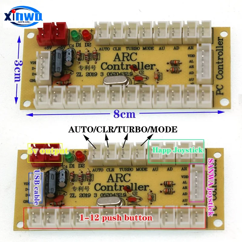 Arc Usb Arcade Game Controller For Pc Raspberry Pi  Zero Delay Joystick Button Board Cable Sanwa Type Cheap Price-2