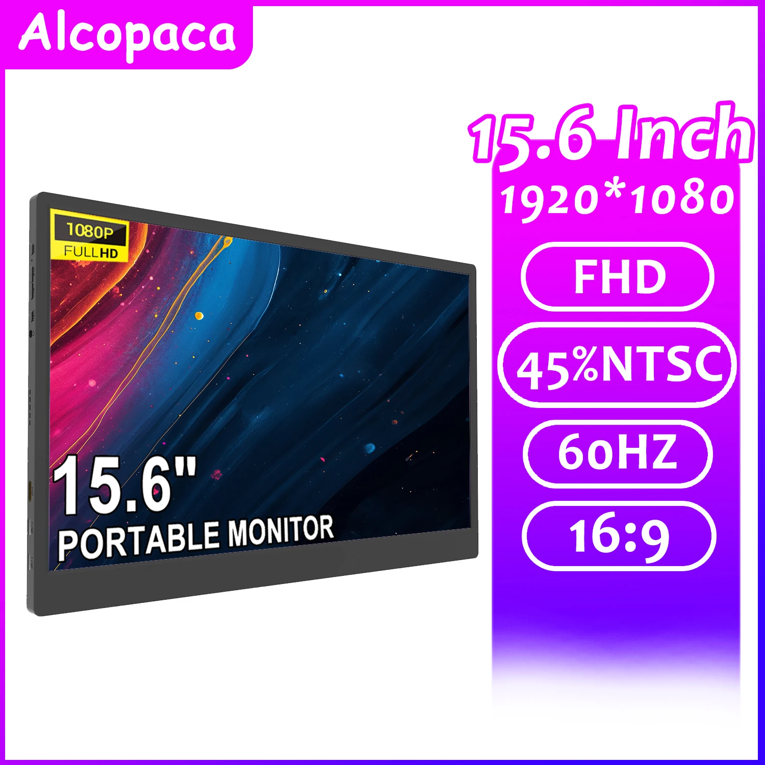 15.6-inch Portable Monitor 1920*1080 60HZ For Laptop Xbox Ps4/5 Switch TV Box Mobile Phone PC With Metal Bracket Portable Screen