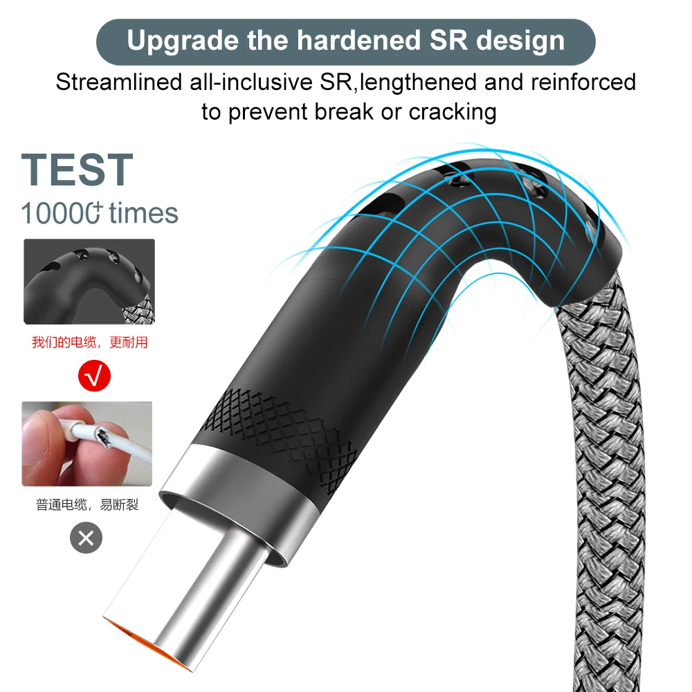 NNBILI 6a Verlengde Usb TYPE-C Kabel Gevlochten Datakabel For Samsung Huawei Xiaomi Switch Sony Ps5 TYPE-C 8M 5M 3M 2M 1M Kabel-3