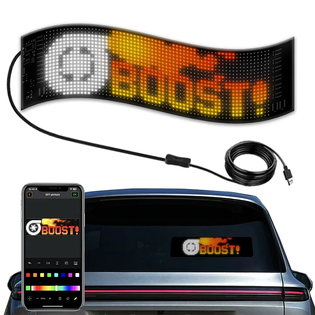 LED AD Display Screen Message Scrolling Sign Board Ultra-thin Soft Flexible Advertising Light Board Windshield Store Car Display-4