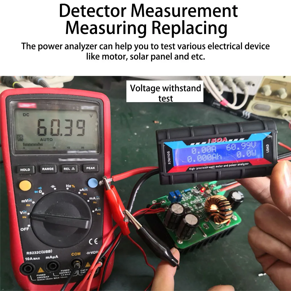Watt Meter Reusable 150A Digital Replacement Electrical Motor LCD Screen Power Analyzer Voltmeter Ammeter Backlight-4