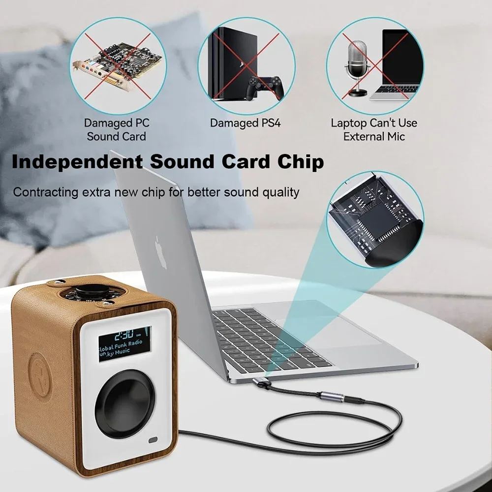 USB To 3.5mm Jack Audio Adapter USB-A To 3.5 TRRS Female Adapter with External Stereo Sound Card for Headphone Mac PS4 PC Laptop-4