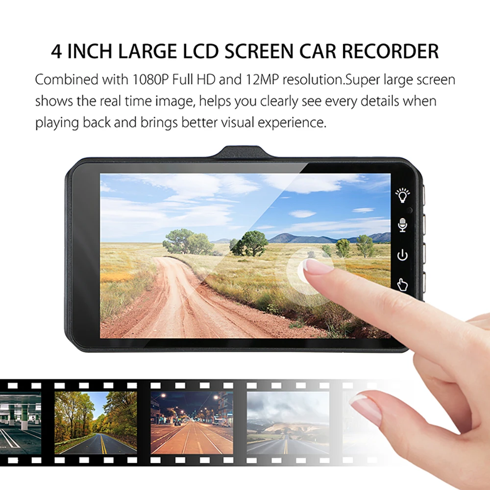 4-inch 1080P Dash Cam for Cars Touch Screen Car DVR Video Recorder Rear View Camera for Vehicle 24H Parking Monitor Black Box-4