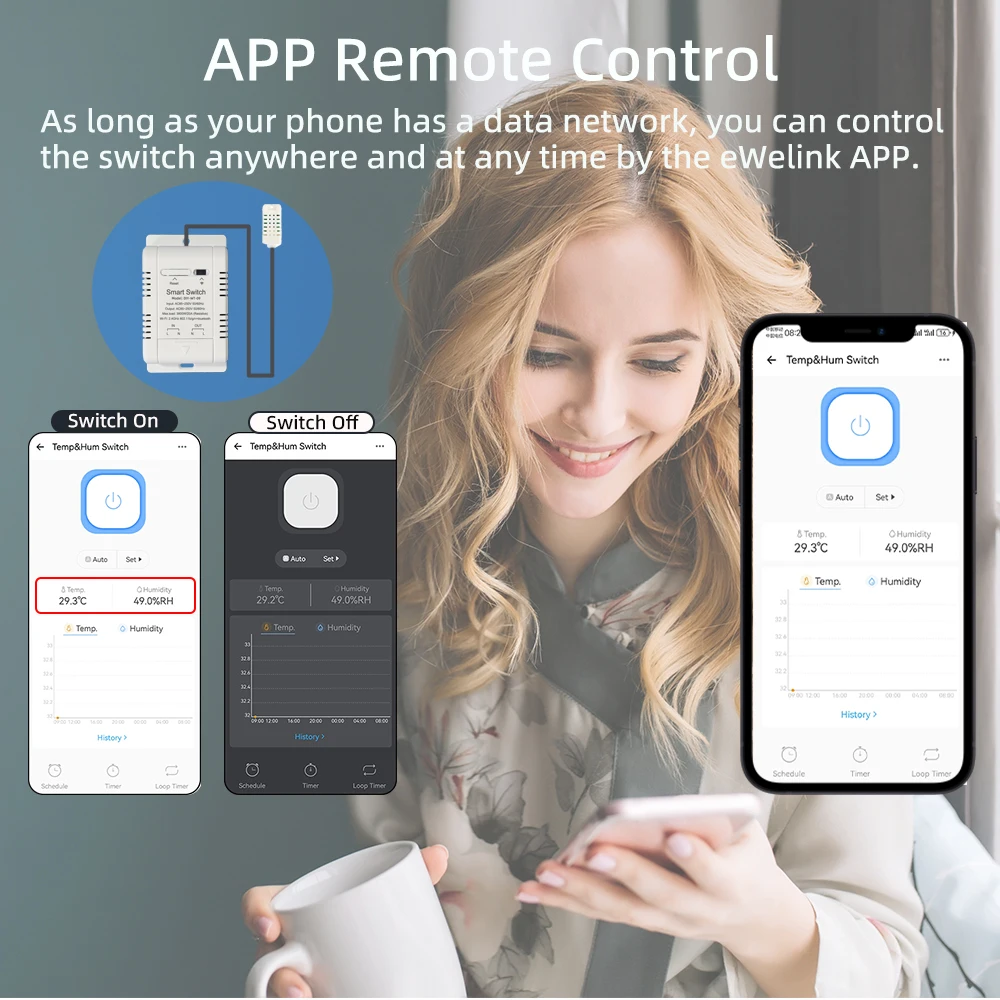 Ewelink WiFi Temperature and Humidity Sensor Security Home Automation Indoor Monitoring Thermometer Works with Alexa Google-4