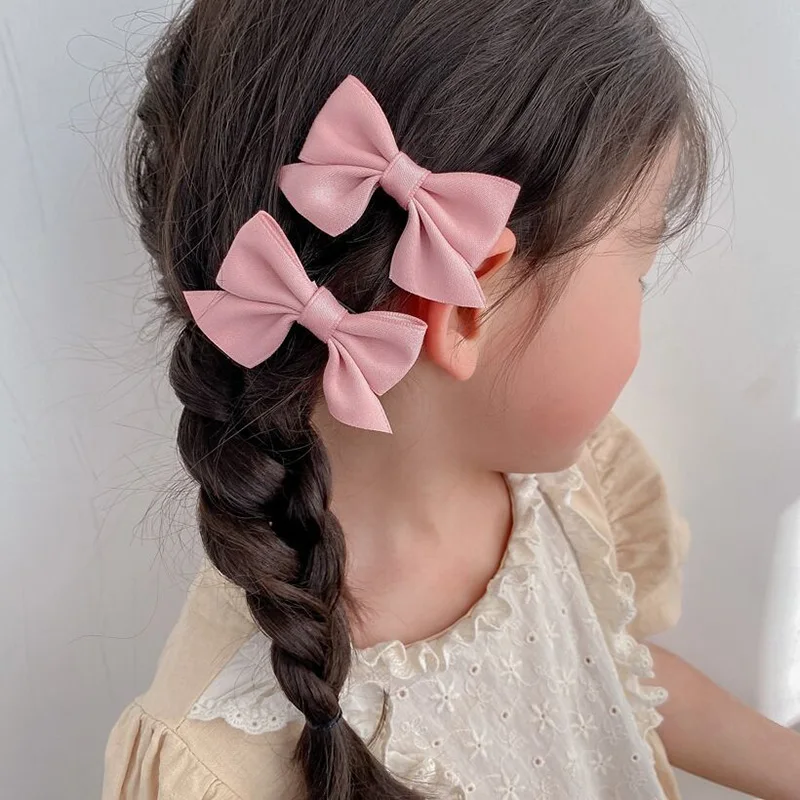 2PCS New Cute Bow Headgear Sweet Little Girl Hair Accessories Summer Girls Net Red Clips Baby Hairpins Children Hair Clips Gifts-5