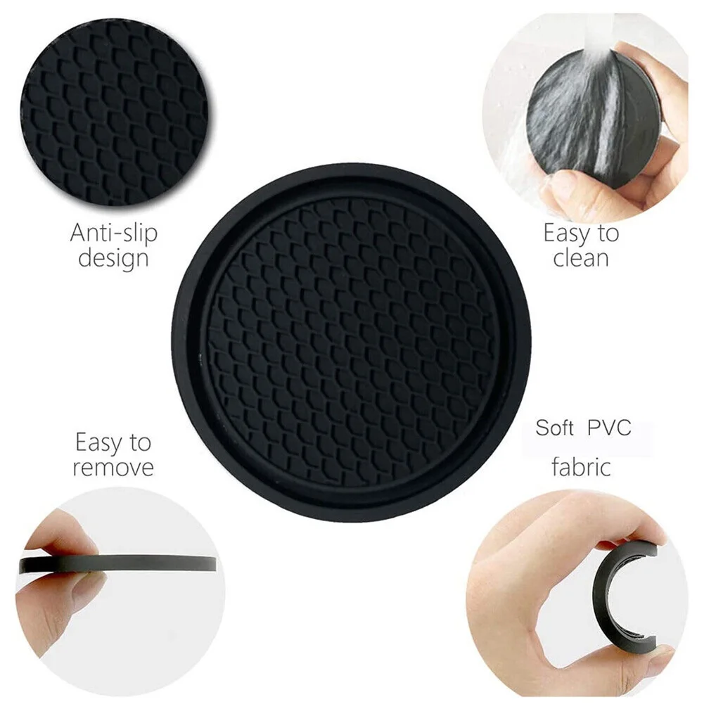 2pcs Car Cup Holder Anti-Slip Coasters Premium PVC Car Coasters Universal Fits Perfectly For Most Cup Car Interior Accessories-4