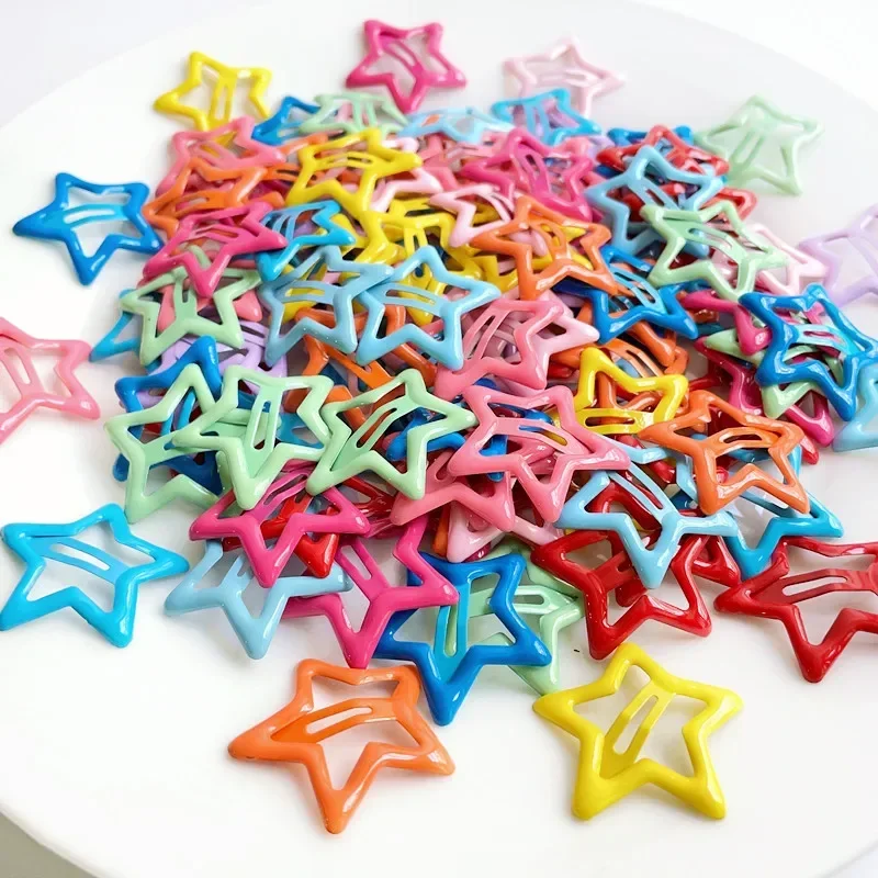 10pcs Colorful Star BB Hair Clips Girls Y2K Cute Star Barrettes Women Simple Metal Snap Clip Headdress Hair Jewelry Accessories-4
