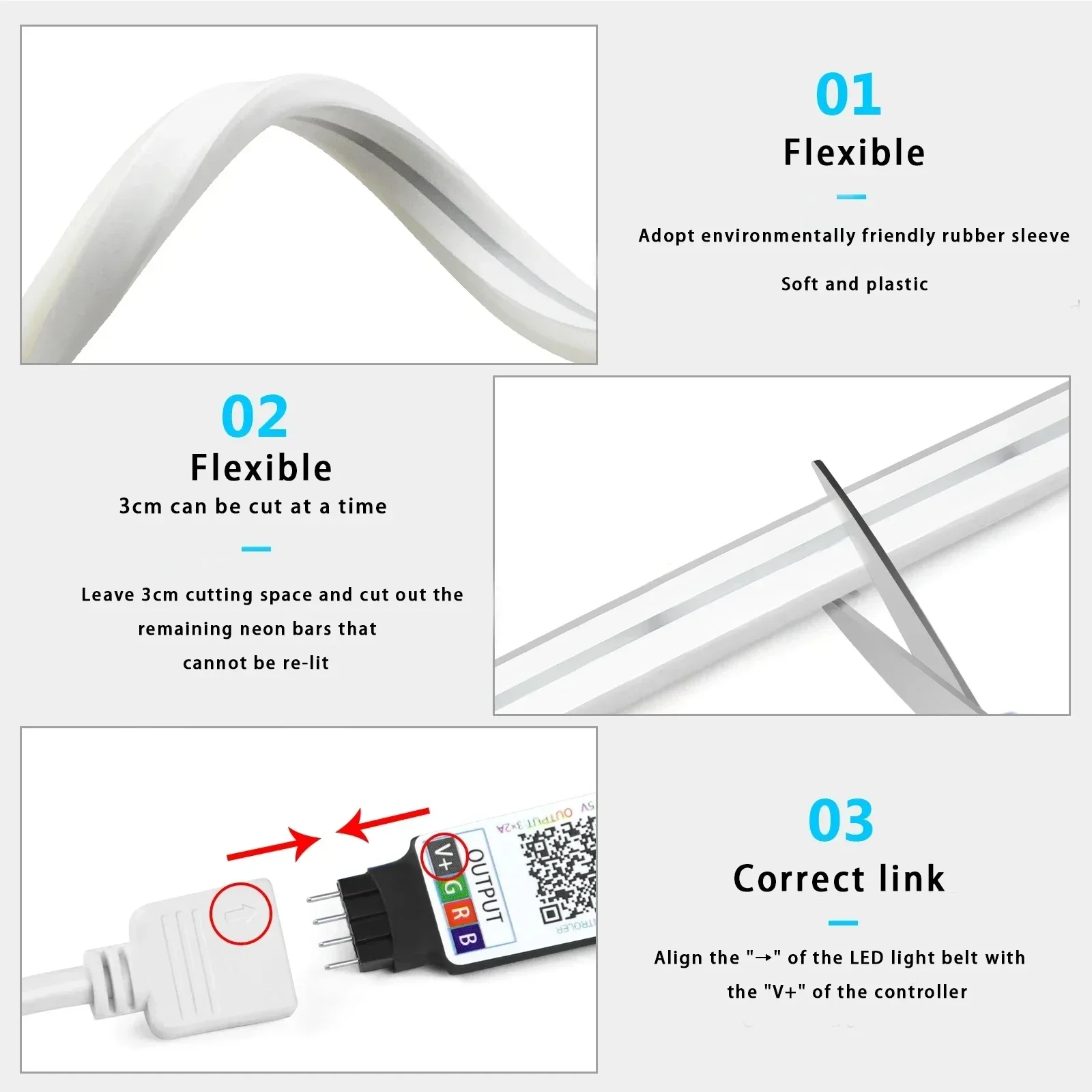 5V USB RGB Neon LED Strip 1M 2M 3M 5M RGB Neon Tape With TUYA Bluetooth App and Remote Control For Sign Neon Decoration Lighting-4