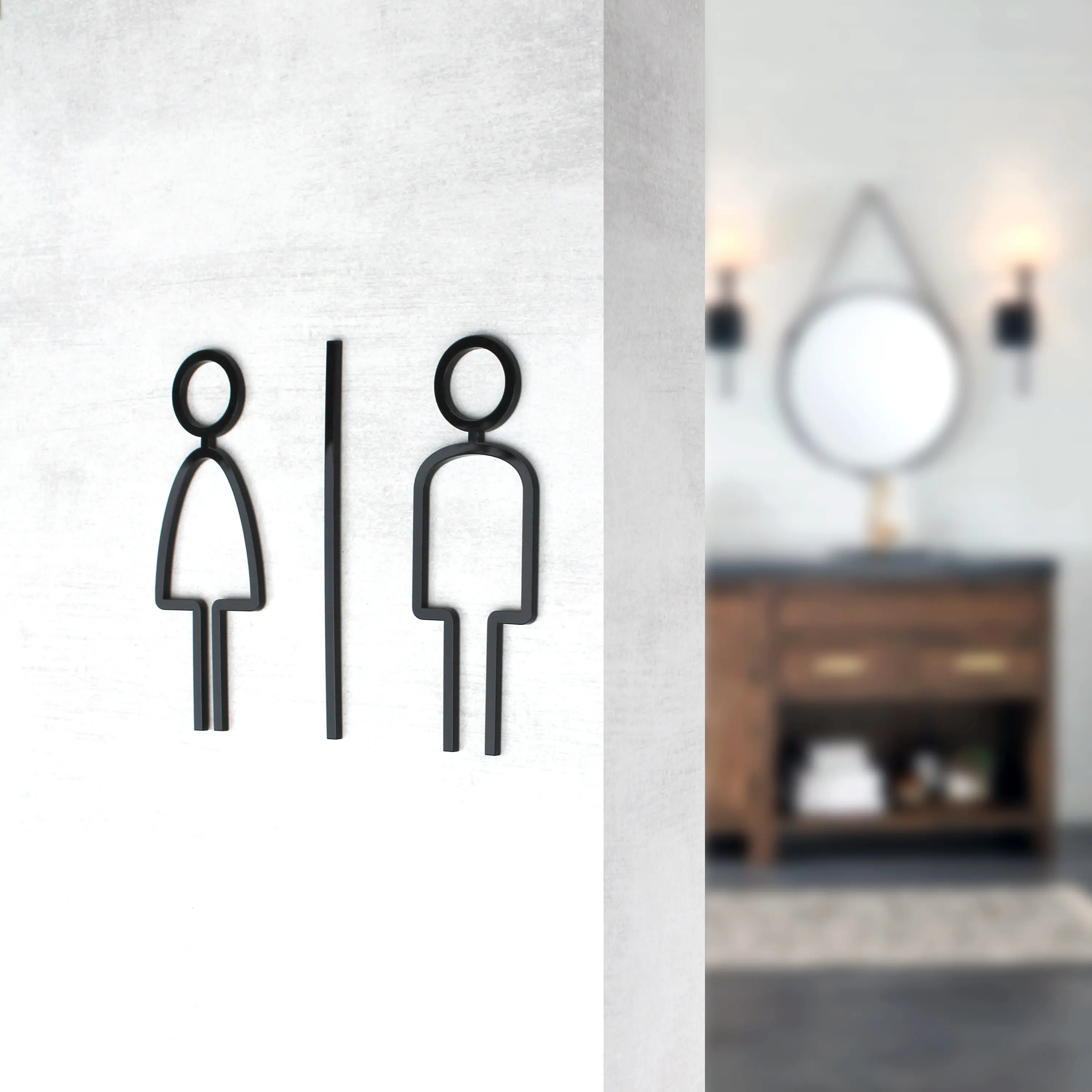Black Gold Toilet Sign Plate Acrylic 3D Wash RestrRoom Door Wall Label Sticker Wc Holder Signage Board Art Hotel Bathroom Decor-3