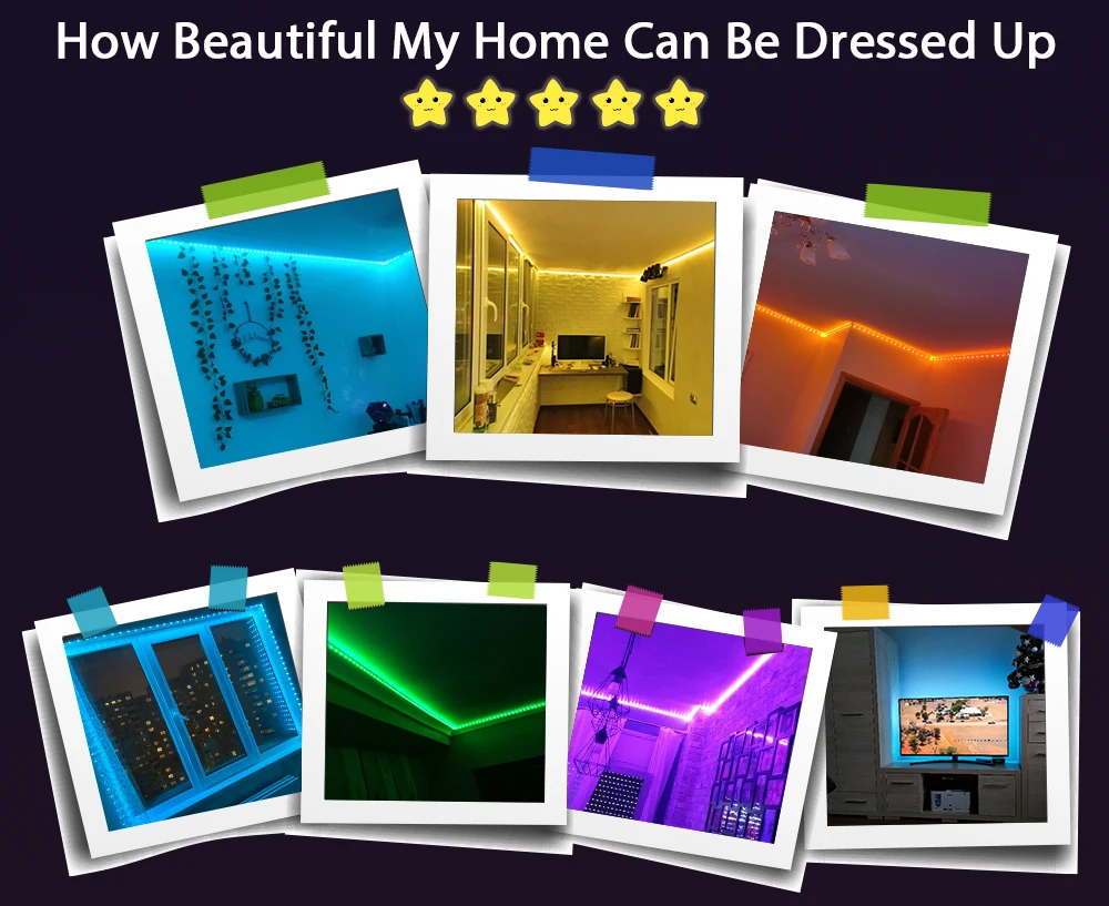 LED Strip Lights RGB 5050 ,5V 1M-30M,16 million colors, RGB , Led Strip Lighting Music Sync, Color Changing for Party Home-5