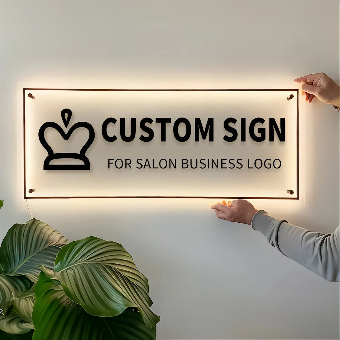 Custom Business Logo Acrylic signs 3D Beauty Nails Salon Hair Studio Signage Backlit Signs Custom Company Name LED Neon Light