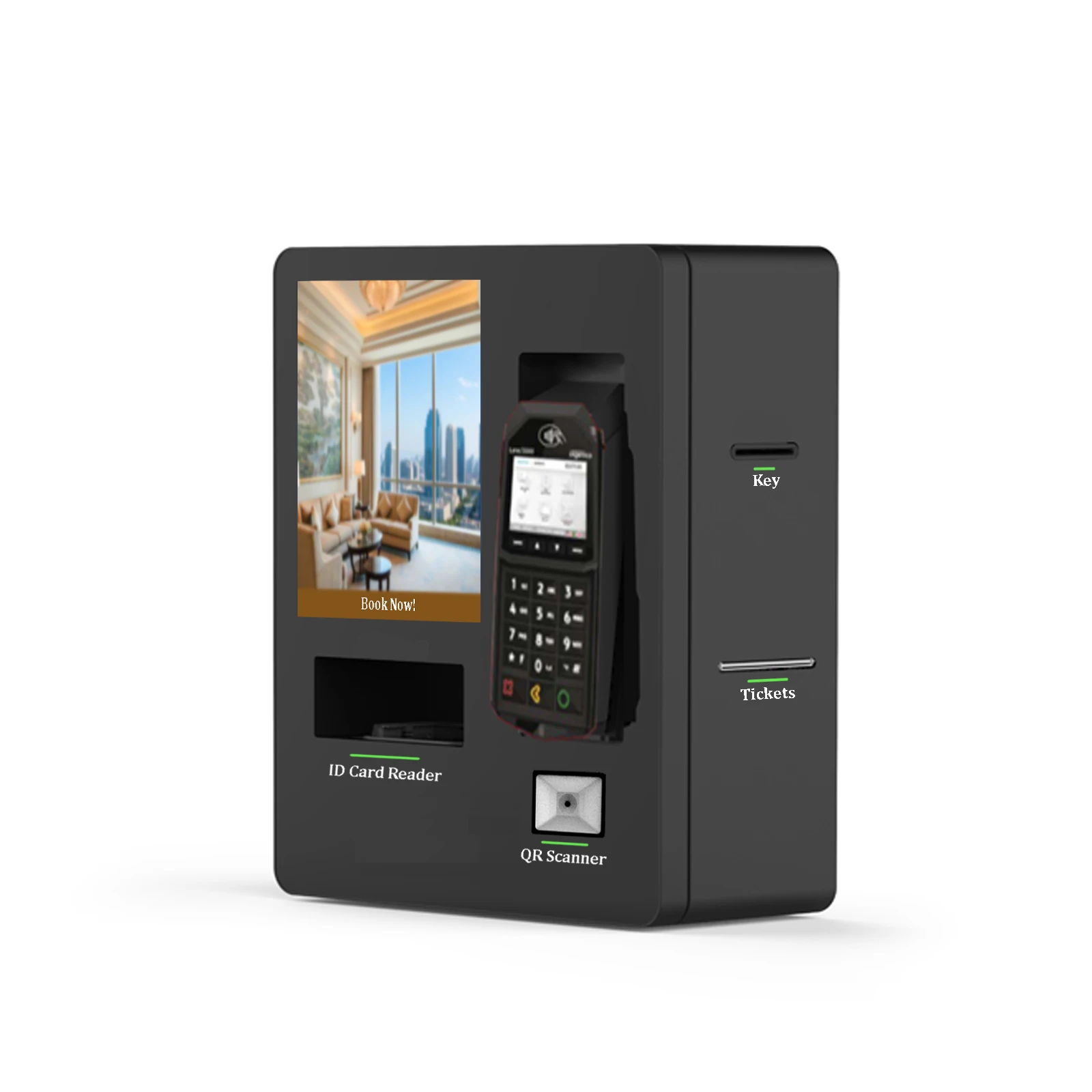 Android Pos Wall Mounted Hotel Self Service Kiosk Touch Screen with Key Dispenser Ticket Printer-2