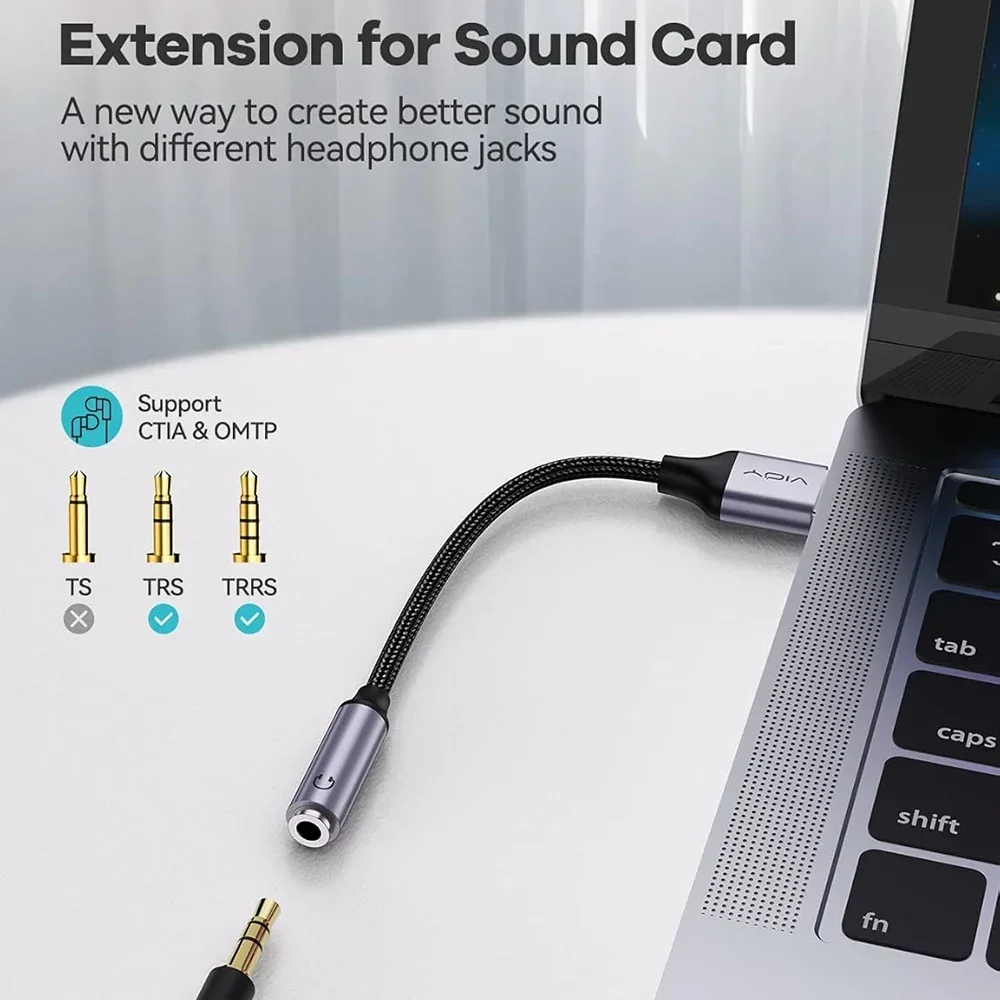 USB To 3.5mm Jack Audio Adapter USB-A To 3.5 TRRS Female Adapter with External Stereo Sound Card for Headphone Mac PS4 PC Laptop-3