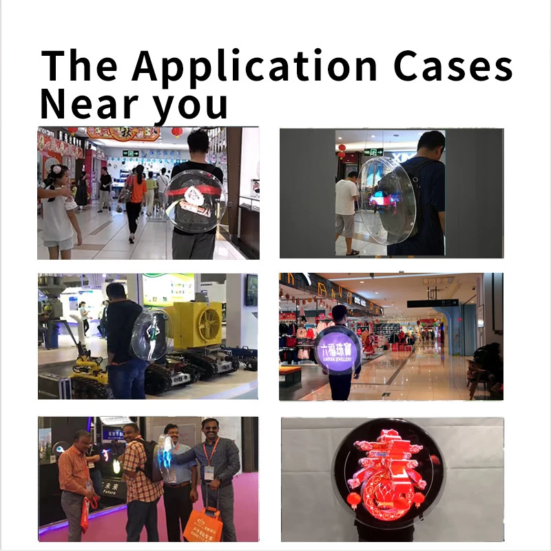 52CM LED 3D Holographic Fan Projector Portable Backpack with WiFi 576pcs Projector for Christmas Event Parties Advertising-4