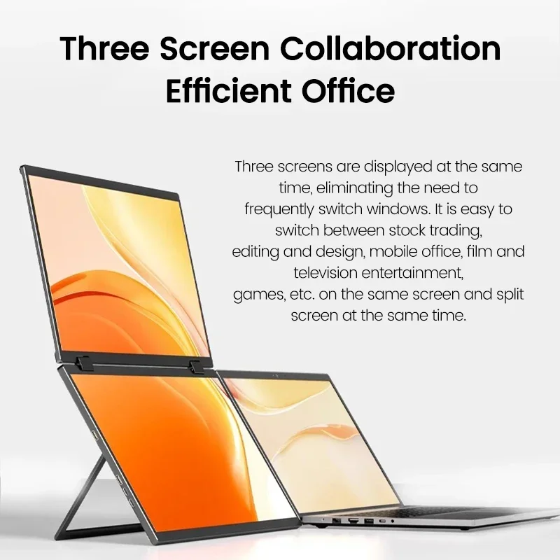 2025 15.6 Dual Screen 1920*1080P 60Hz Touch/Non-Touch Portable Monitor IPS Low Blue Light Eye Protection 360° Folding Drive-free-3