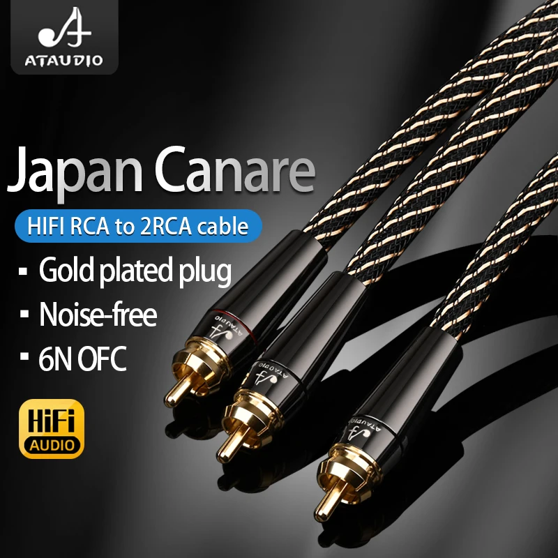 HIFI rca to 2rca audio cable 6N OFC Subwoofer Y Cable RCA 1 Male to 2 Male Audio cable for Speaker,DVD, TV, Amplifier-4