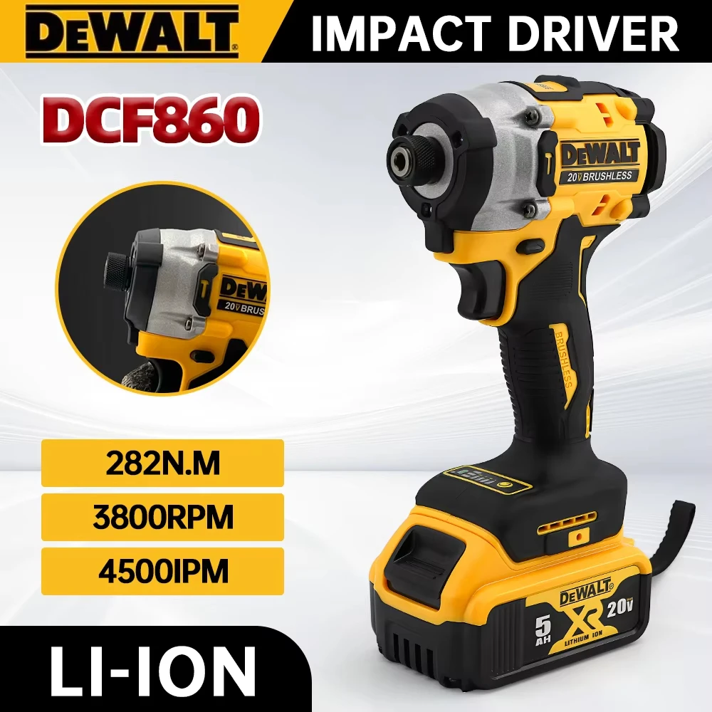 DEWALT DCF860 Brushless Impact Drill Compact Driver 282N.m 20V Cordless Electric Screwdriver Rechargeable Power Tools