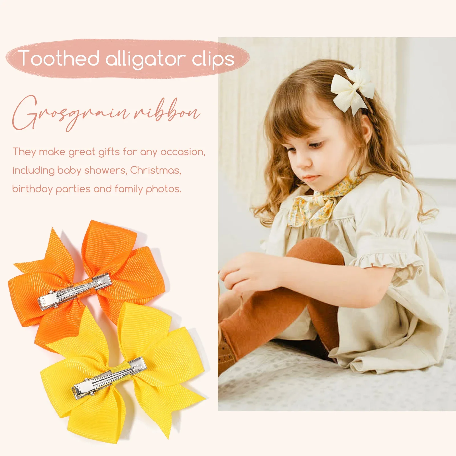 20/40Pcs Sweet Random Candy Color Bow Hair Clip Set for Baby Girls Cute Ribbon Hairpin Kids Headwear Kids Hair Accessories Gifts-3