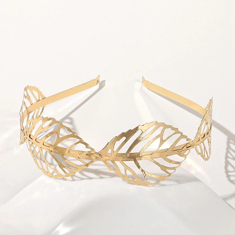 New Gold Color Leaf Headband Headpiece Crown Tiara Headdress Goddess Greek Head Jewelry Bride Wedding Hair Accessories-6
