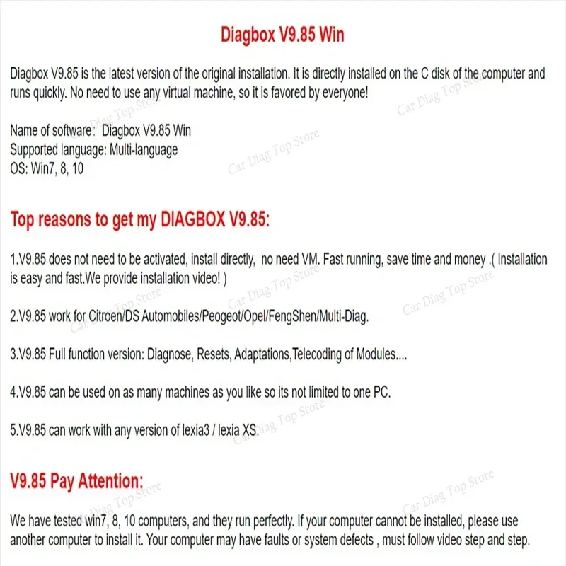 Cars diagnostic software Diagbox V9.85 work with PP2000 Le-xia3 For Peo-geot For Cit-roen Resets Adaptations Original install-2