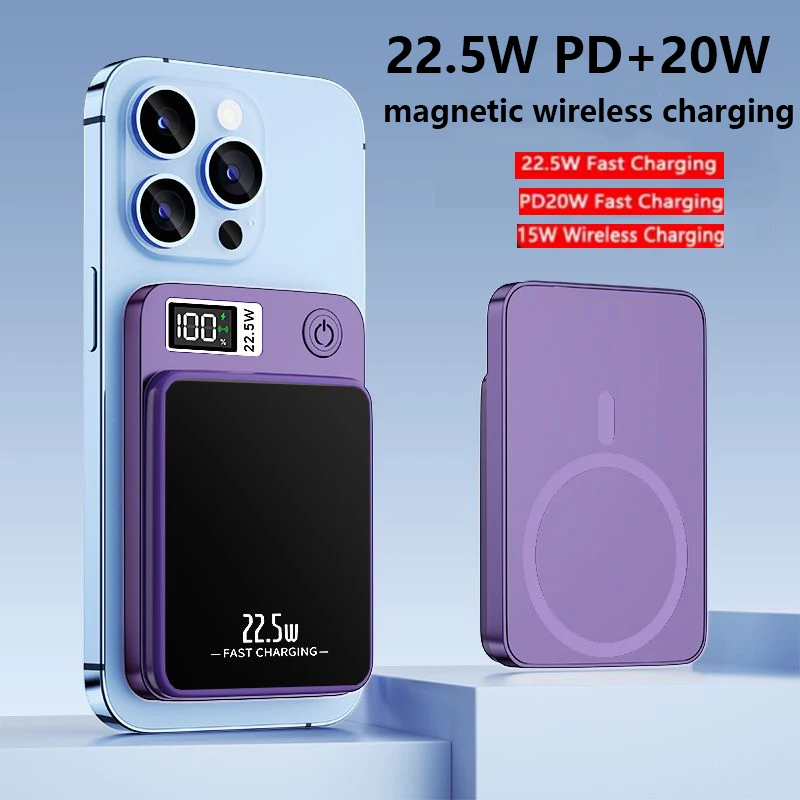 New 100000mah Capacity Power Bank Magnetic Wireless 22.5w Ultra Super Fast Charging Powerbank For Iphone Samsung Huawei Xiaomi-2