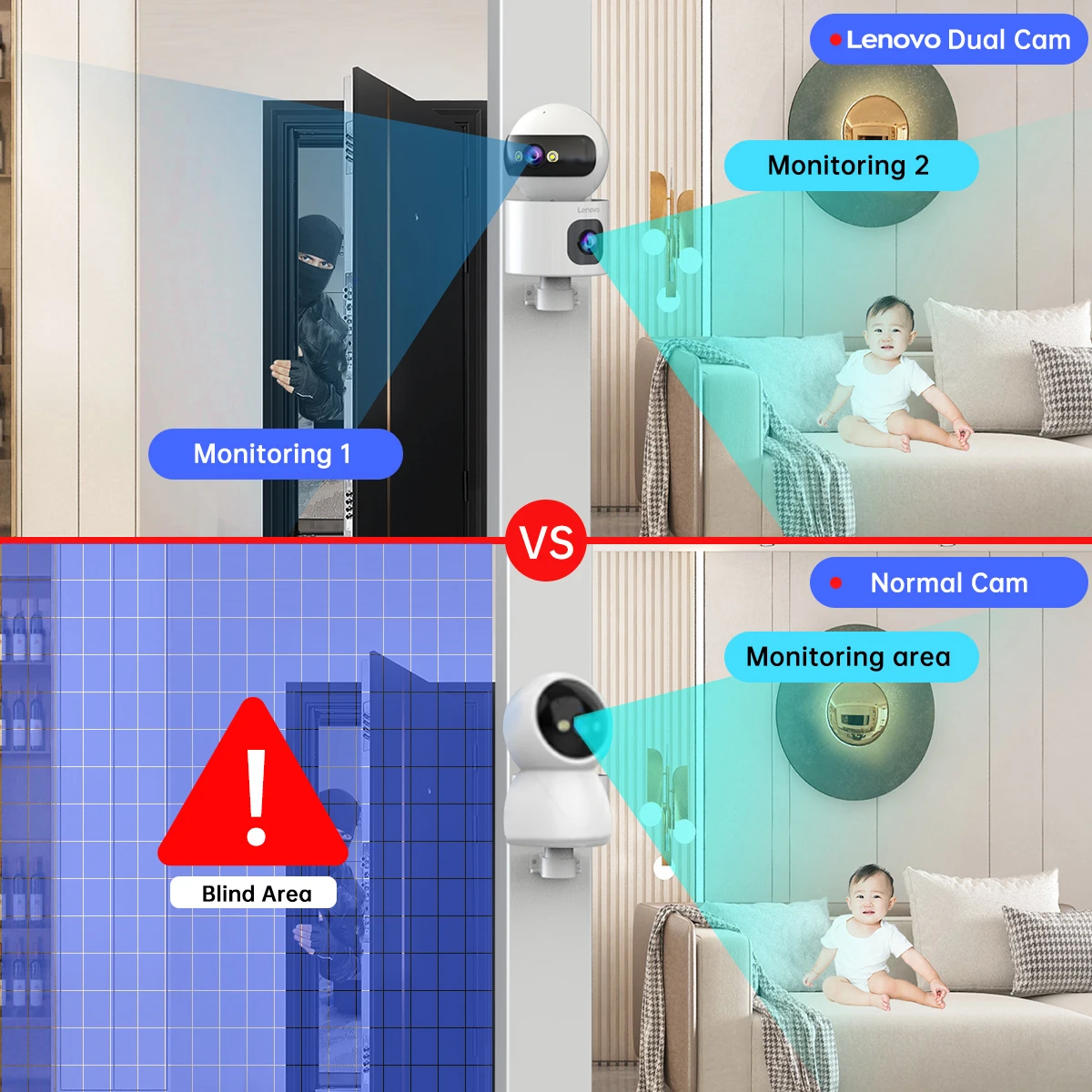 Lenovo 4K IP Camera 5G WiFi Dual Lens Smart Home Auto Tracking CCTV Camera Wireless Surveillance Camera Security Baby Monitor-2