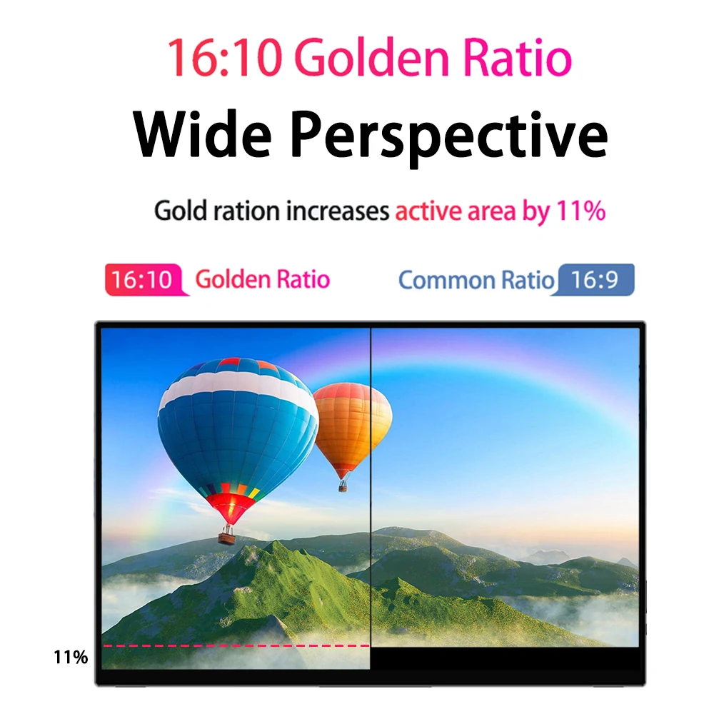 Touchscreen 16 inch 1920x1200 16:10 HD IPS Panel LCD Portable Monitor Secondary Monitor For PS4/PS5 Xbox Switch Laptop PC Gamer-2