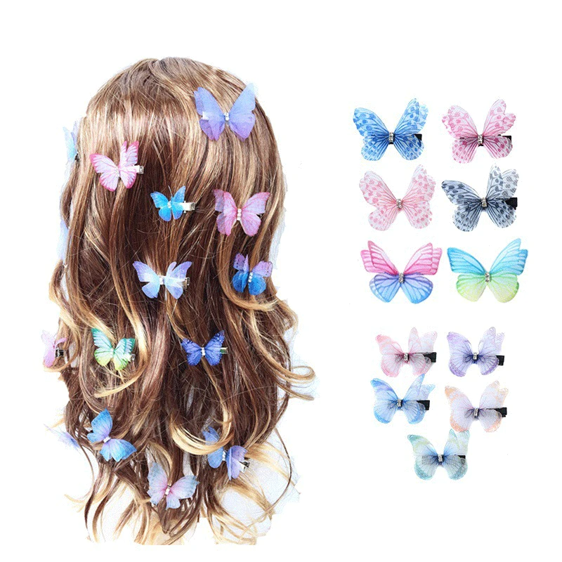 5PCS New Cute Princess Mesh Double-layer Butterfly Lovely Girls Hairpins Children Headwear Hairgrip Hair Clips Hair Accessories-2