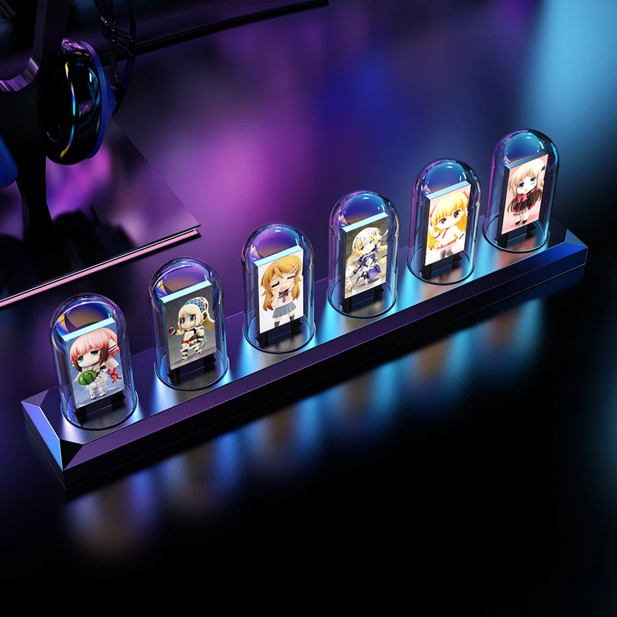 RGB Nixie Tube Clock LED Glows IPS Color Screen DIY Analog Digital Tube Night lights Gaming Desktop Home Decoration Gift Idea-6