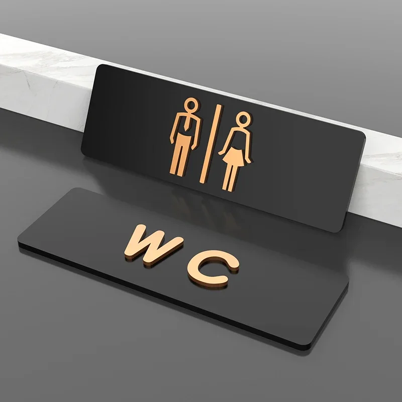 Toilet Signage Men and Women Bathroom Signs WC Public Toilet Guide Hotel To The Left and Right Acrylic Restroom Prompt Sign-4