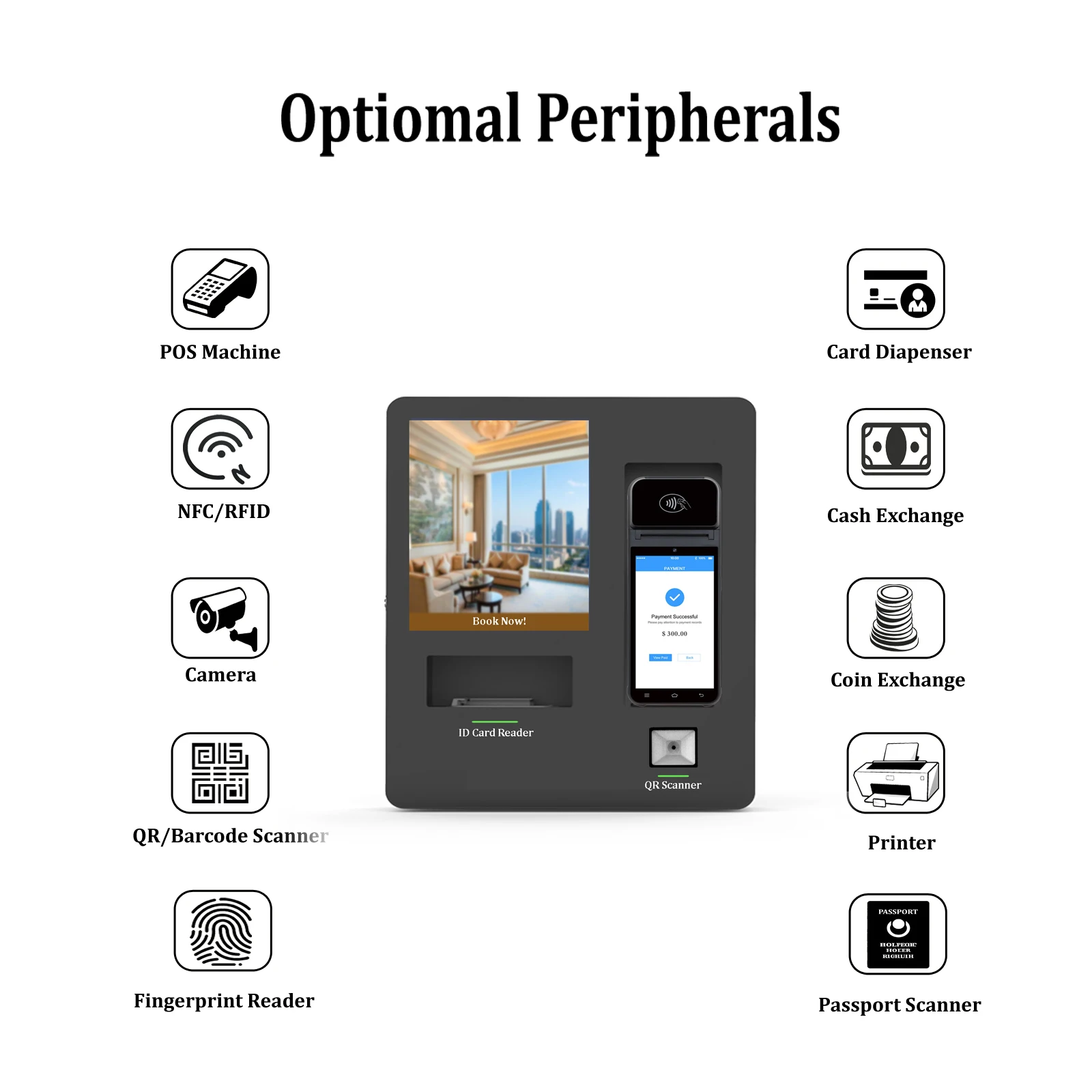 Android Pos Wall Mounted Hotel Self Service Kiosk Touch Screen with Key Dispenser Ticket Printer-6