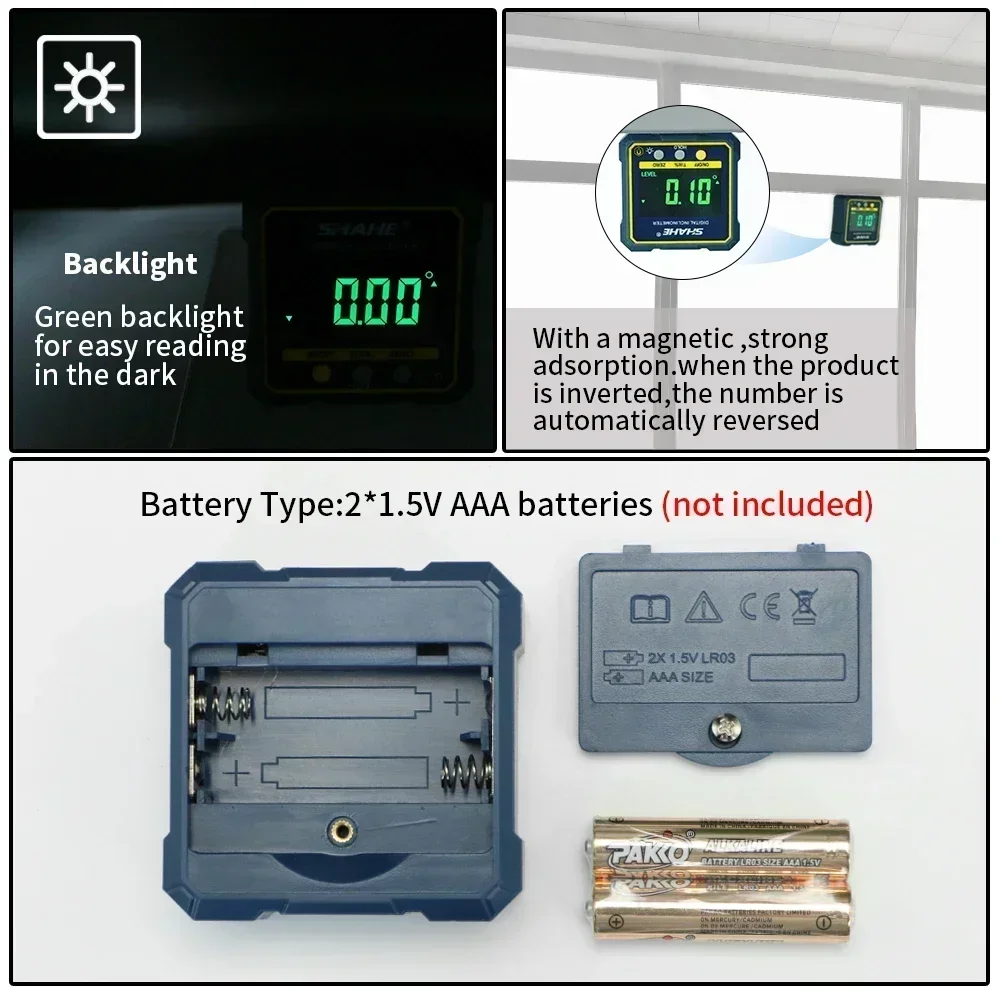 SHAHE Magnetic Digital Electronic Level and Angle Finder Gauge Bevel Box Angle Measurement Tool-3