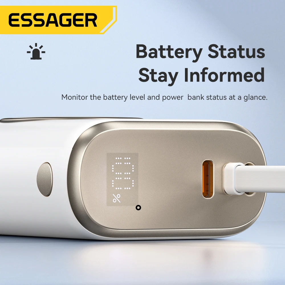 Essager Portable Power Bank 30W 10000mAh With Cable for iPhone 16 15 Xiaomi Wireless Magnetic Charger for Apple Watch Series 9 8-5