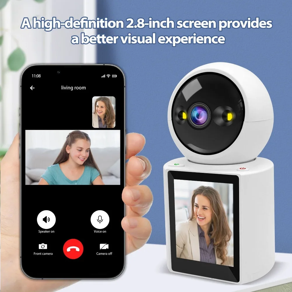 Dual Screen Camera: One Click Call, 4K 6MP WiFi Camera with AI Human Detection, Color Night Vision CCTV Video Surveillance-3