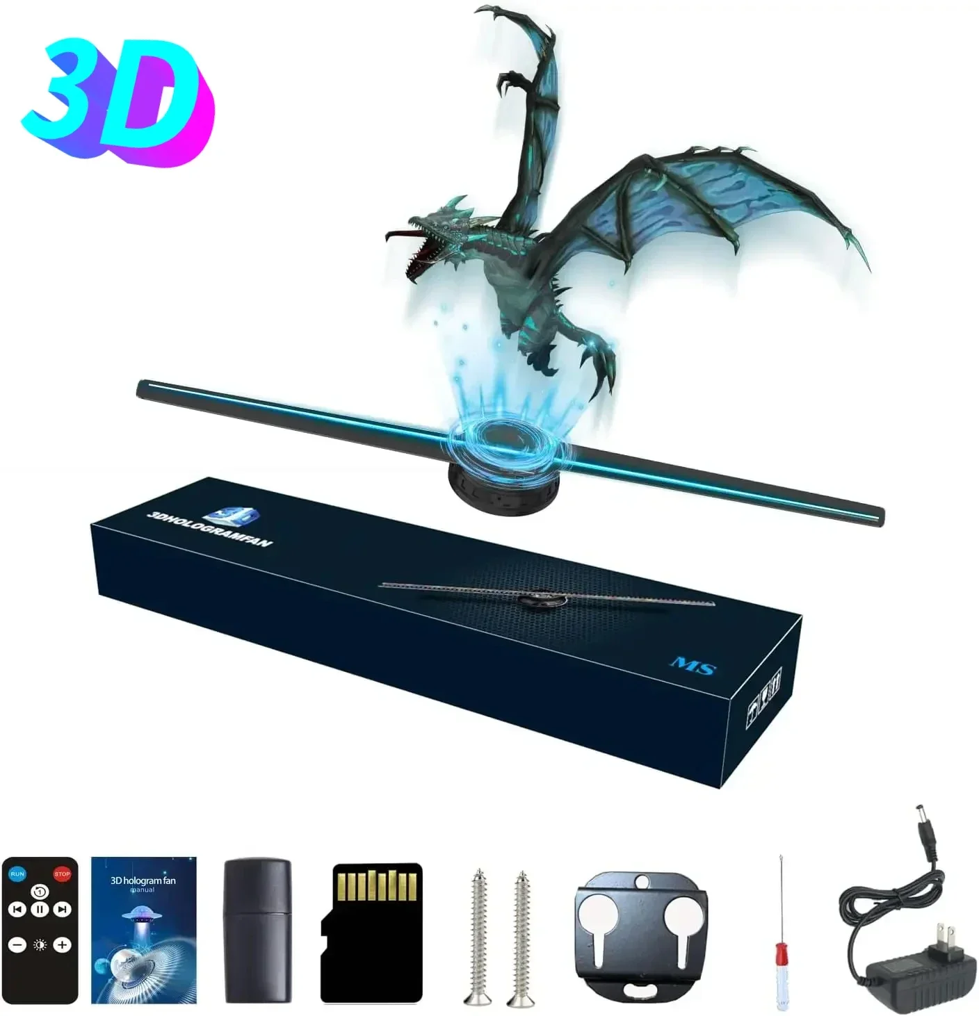 42CM 3D Hologram Fan WiFi 3D Holographic Projector Advertising Display Light HD Holographic Projector for Stores Bars Party Xmas-2