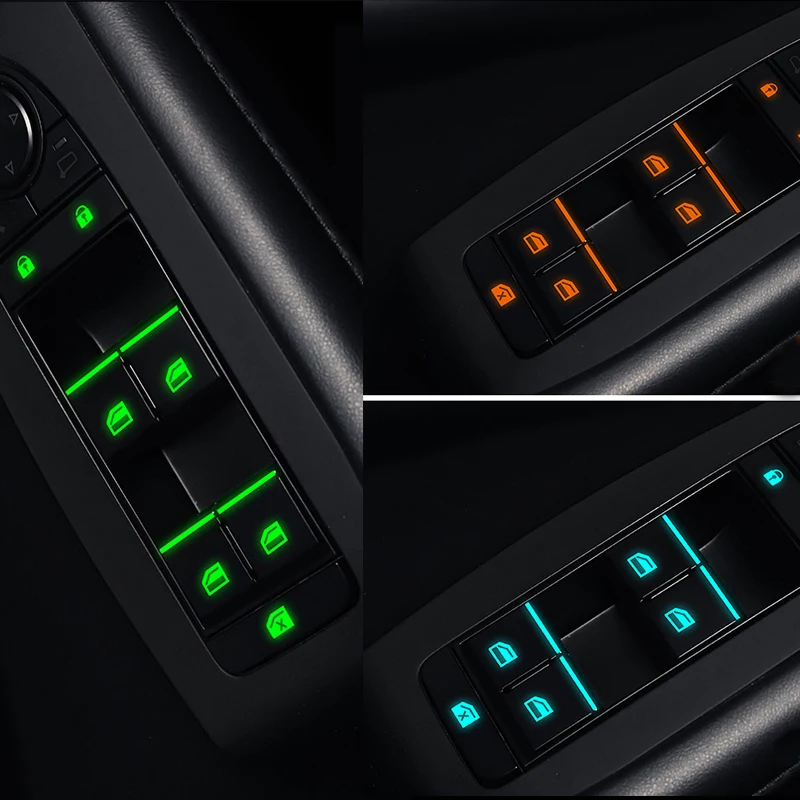 18Pcs/set Car Luminous Door Window Lift Button Stickers Car Windows Control Panel Decals Car Interior Sticker Auto Accessories-5
