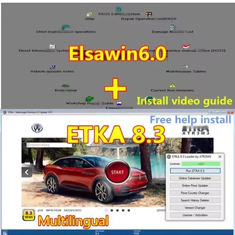 2025 elsawin 6.0 with etka 8.3 software Newest Repair Software Group Vehicles Electronic Parts Catalogue for A-udi for V-W A-2