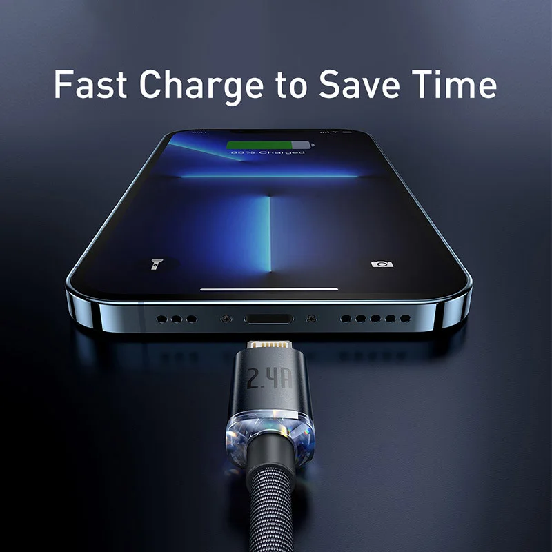 Baseus USB Cable For iPhone 14 13 12 Pro Max X XR XS 8 7 6s 6 iPad Fast Data Charging Charger USB Wire Cord Mobile Phone Cables-5