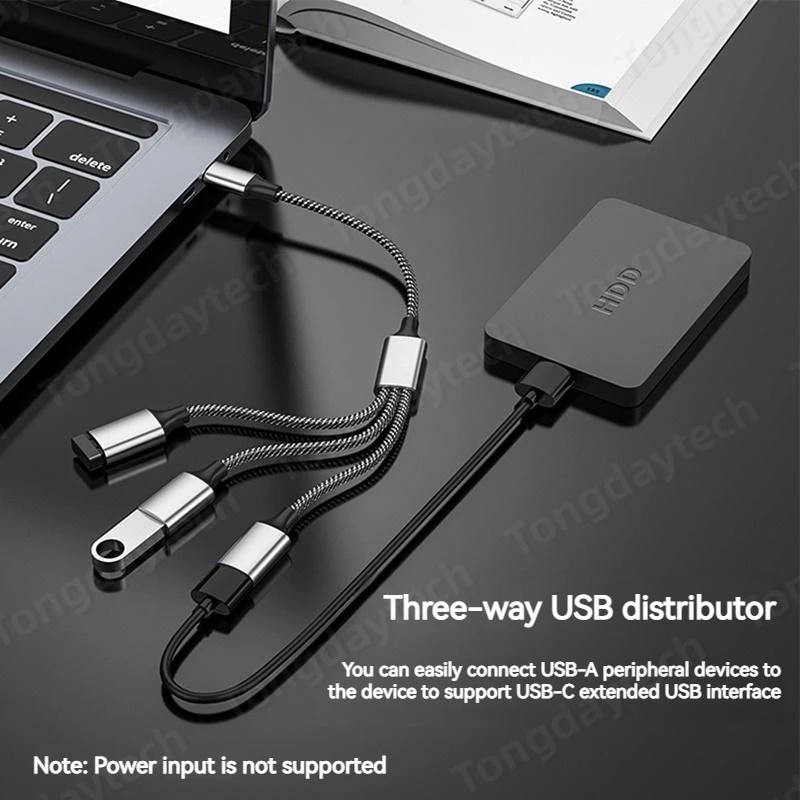 USB Hub Extensions 3 Port Type C Hub USB Splitter Data Transmission High Speed OTG Adapter For Computer Xiaomi Macbook Pro Air-4