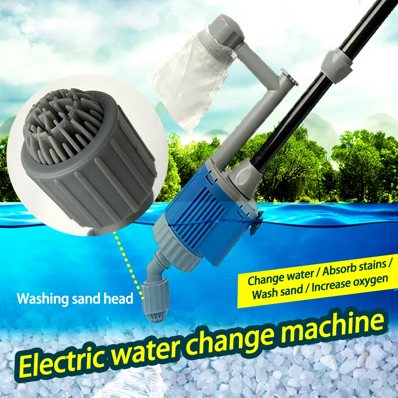 20/28W Electric Aquarium Fish Tank Water Change Pump Aquarium Cleaning Tool Water Changer Gravel Cleaner Siphon Filter Pump-4