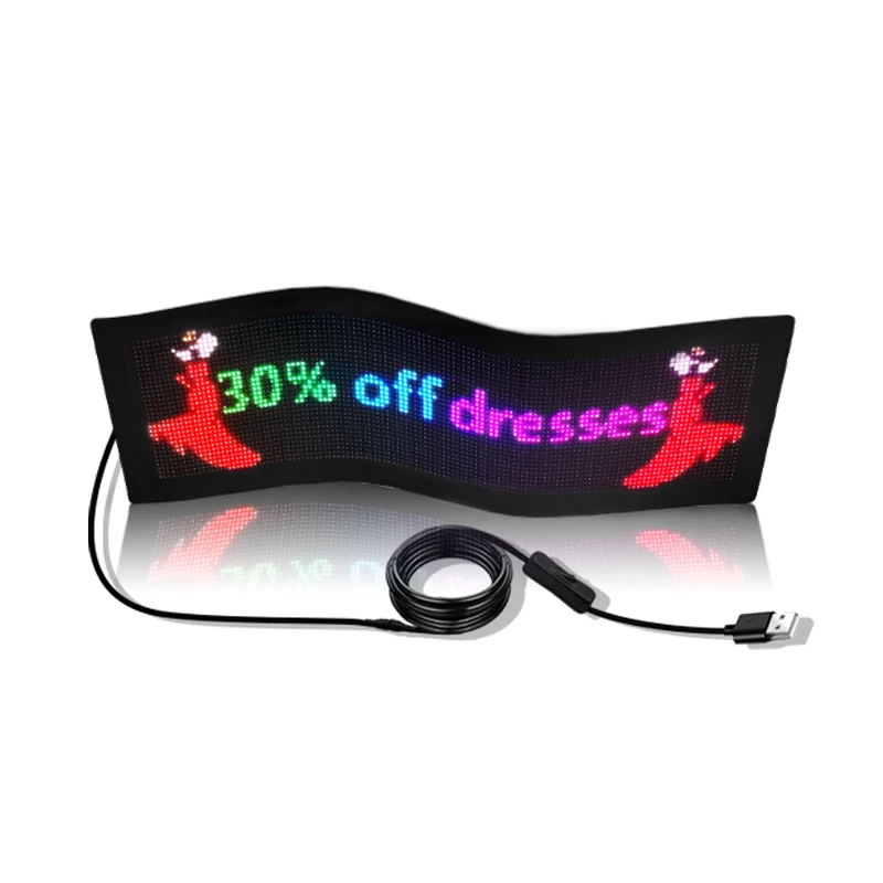 LED Screen Sign Bluetooth Scrolling Message display Board App Control Soft Flexible Led Panel Car Display for Store Advertising-5
