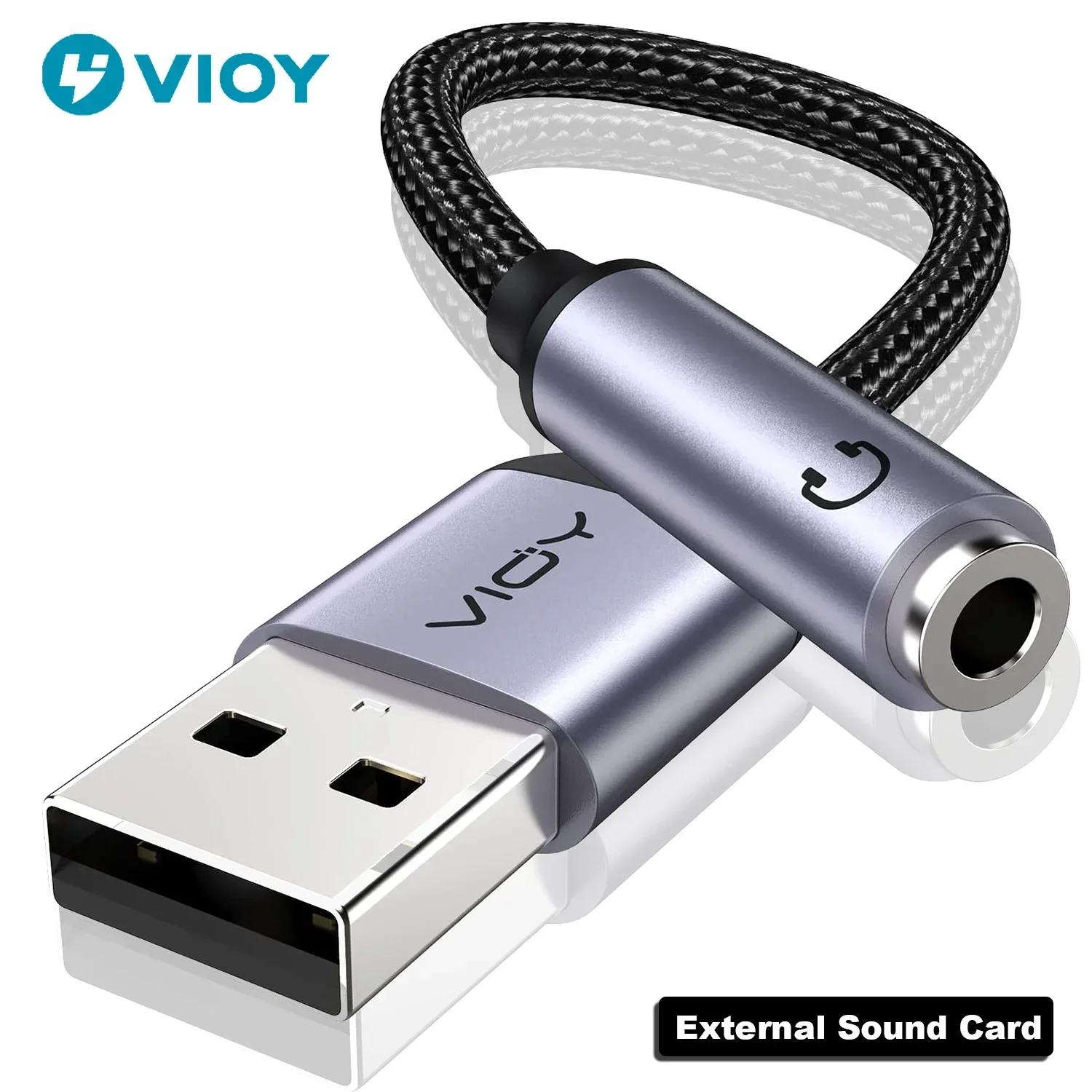 USB To 3.5mm Jack Audio Adapter USB-A To 3.5 TRRS Female Adapter with External Stereo Sound Card for Headphone Mac PS4 PC Laptop