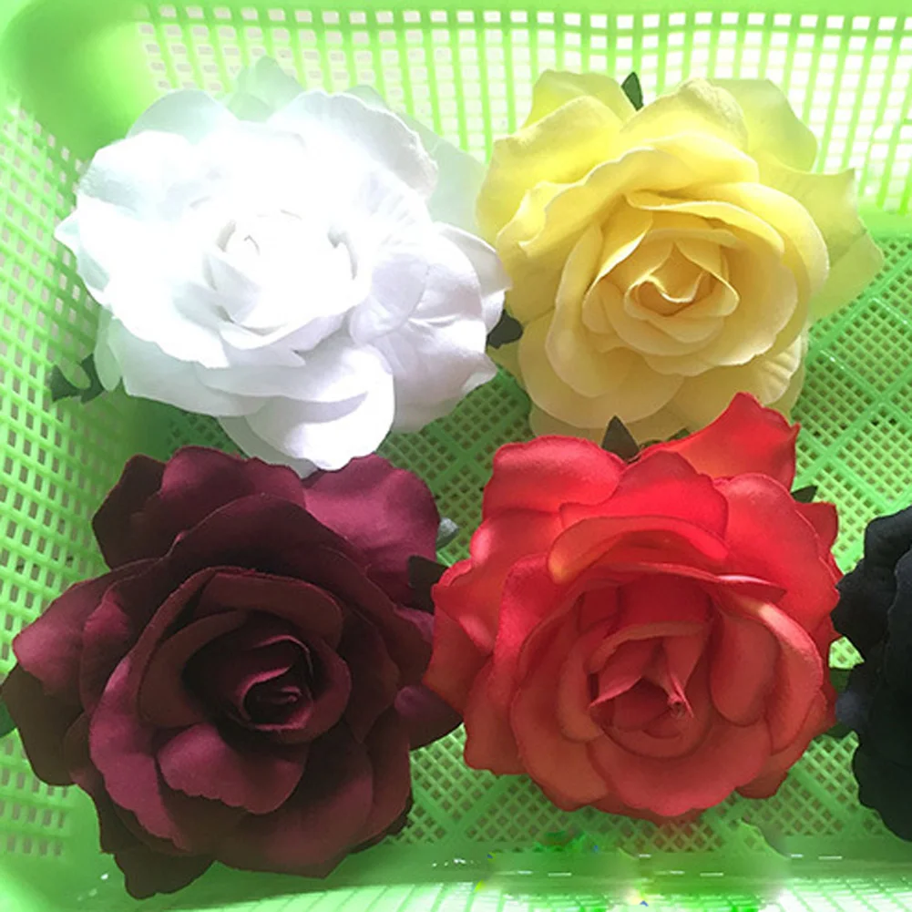 Flamenco Flowers For Hair DIY Headdress For Bridal Flocking Cloth Red Rose Flower Hairpin Hair Clip Party Hair Accessories-4