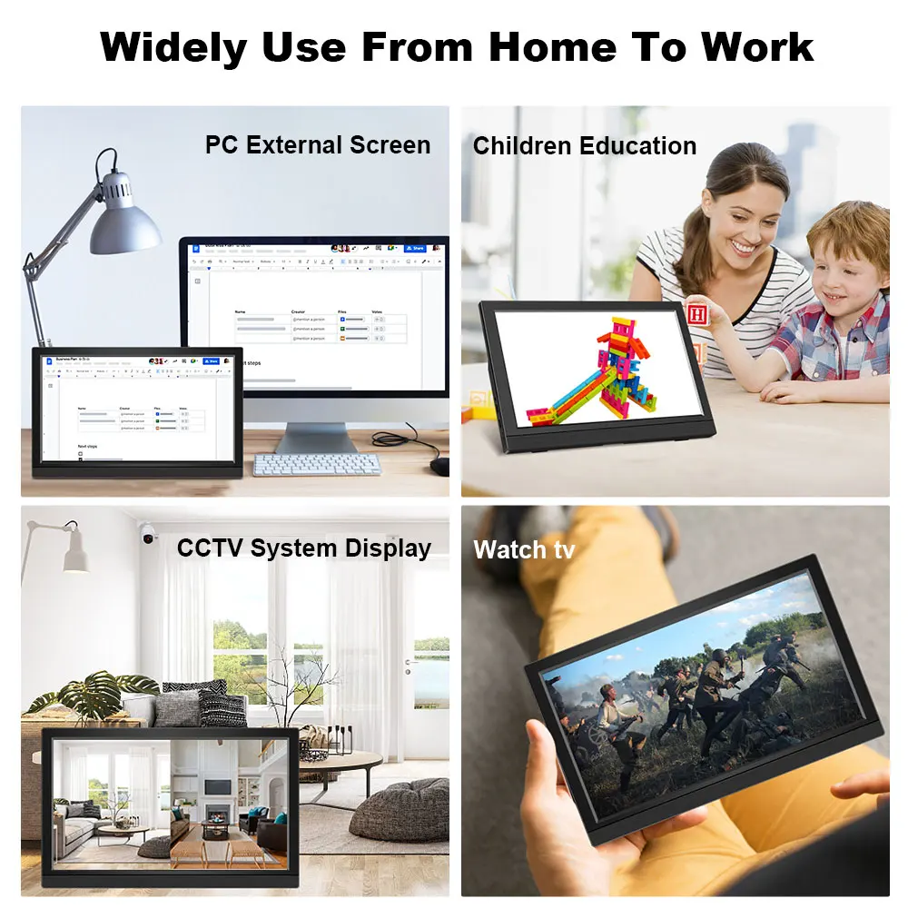 7 Inch Touch Screen 1024x600 Portable Monitor HDMI-Compatible For Laptop Xbox Switch Raspberry Pi Series Display With Stand-4